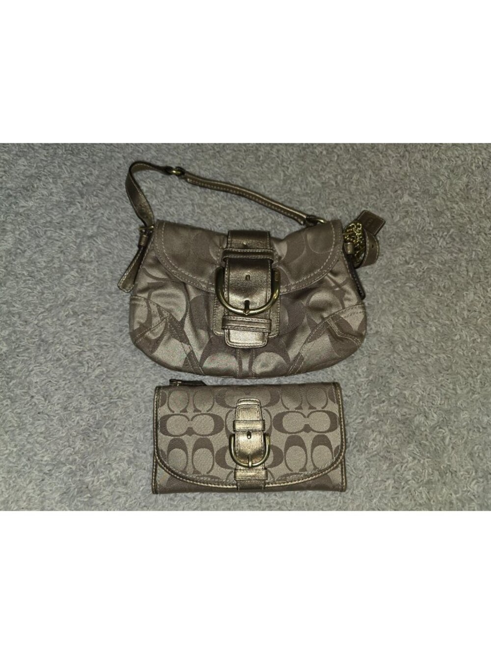Coach Signature Gold Hand Bag & Wallet Set-Great condition!